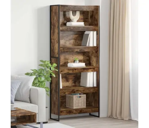 Knygų Spinta 2 Pcs Dūminis Ąžuolas 80 X 30 X 155 Cm