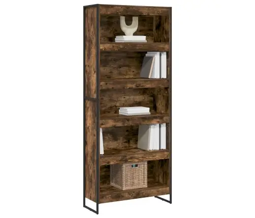 Knygų Spinta 2 Pcs Dūminis Ąžuolas 80 X 30 X 155 Cm