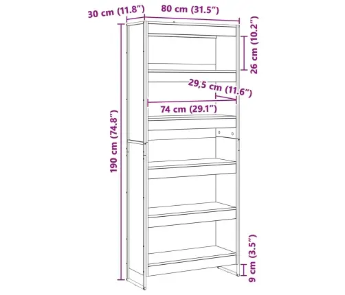 Knygų Spinta 2 Pcs Dūminis Ąžuolas 80 X 30 X 155 Cm