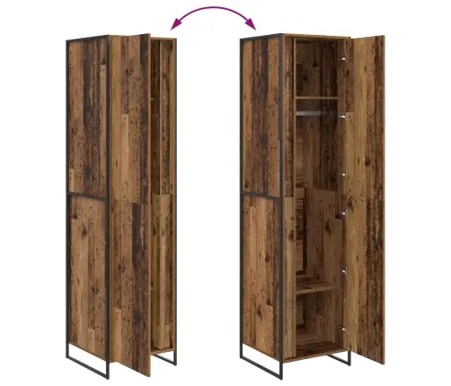 Riidekapp Uksega 2 Pcs Vana Puit 50 X 50 X 200 Cm Tehispuit