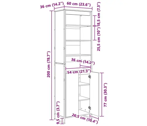 Augstās Skapji 2 Pcs Melns Ozolkoks 60 X 36 X 300 Cm Vidaxl