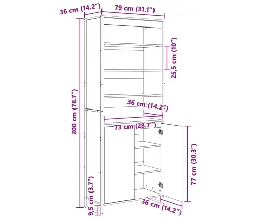 Augstās Skapji 2 Pcs Mākslīgā Ozola 60 X 36 X 300 Cm Vidaxl