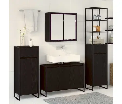 Vannitoa Mööbleset Sahtliga Riiuliga Uksega Must Tamm Tehispuit