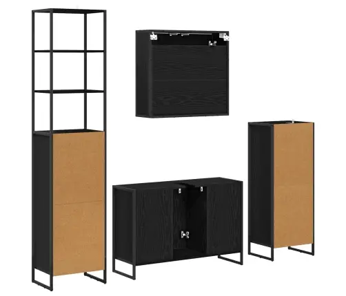 Vannitoa Mööbleset Sahtliga Riiuliga Uksega Must Tamm Tehispuit