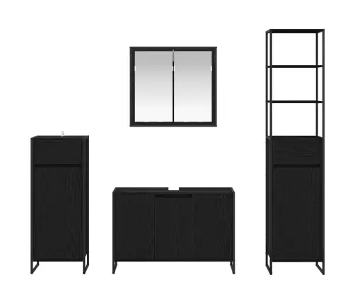 Vannitoa Mööbleset Sahtliga Riiuliga Uksega Must Tamm Tehispuit