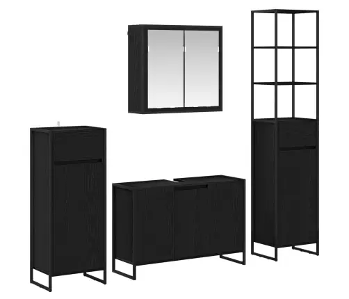 Vannitoa Mööbleset Sahtliga Riiuliga Uksega Must Tamm Tehispuit