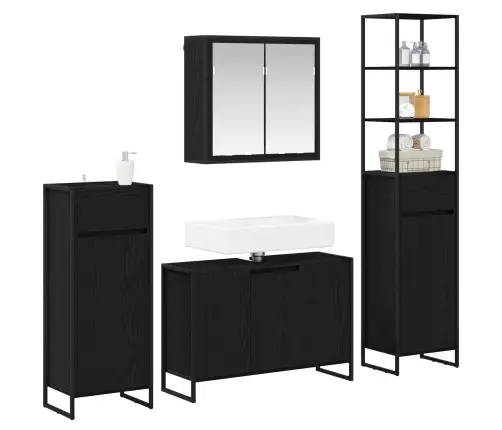 Vannitoa Mööbleset Sahtliga Riiuliga Uksega Must Tamm Tehispuit