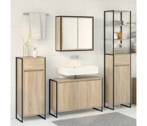 Vonios Baldų Rinkinys Sonoma Ąžuolas Apdirbta Mediena