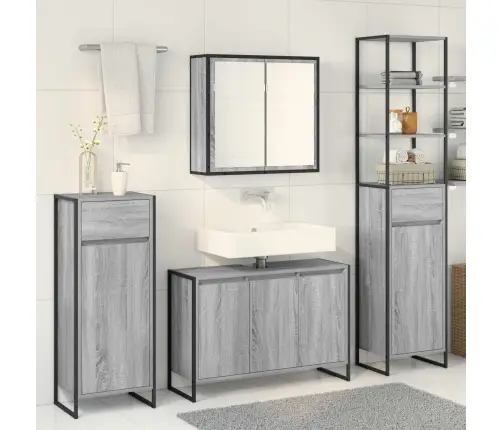 Vannas Istabas Mēbeļu Komplekts Pelēks Sonoma Inženierijas Koks Vidaxl