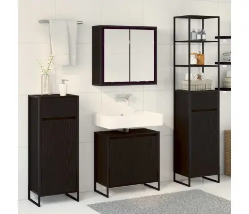 Vannas Istabas Mēbeļu Komplekts Ar Atvilktni Melns Ozolkoks Vidaxl