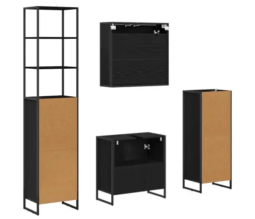 Vannas Istabas Mēbeļu Komplekts Ar Atvilktni Melns Ozolkoks Vidaxl