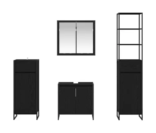 Vannas Istabas Mēbeļu Komplekts Ar Atvilktni Melns Ozolkoks Vidaxl