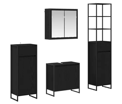 Vannas Istabas Mēbeļu Komplekts Ar Atvilktni Melns Ozolkoks Vidaxl