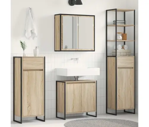 Vannas Istabas Mēbeļu Komplekts Sonoma Ozols Inženierijas Koks Vidaxl