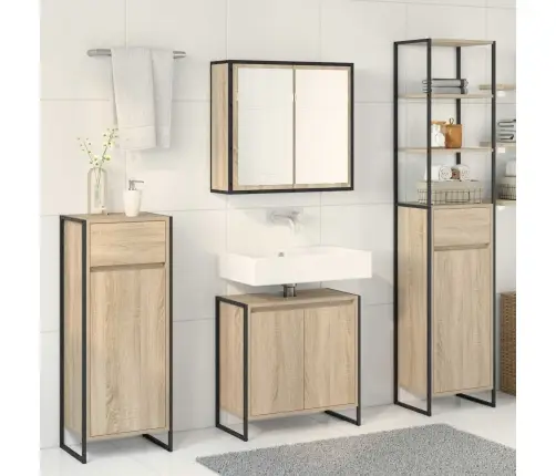 Vannas Istabas Mēbeļu Komplekts Sonoma Ozols Inženierijas Koks Vidaxl