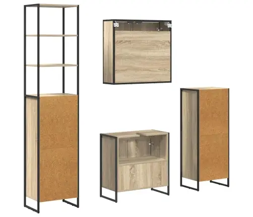 Vannas Istabas Mēbeļu Komplekts Sonoma Ozols Inženierijas Koks Vidaxl