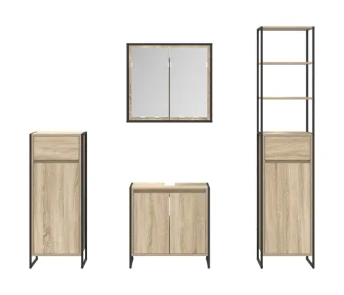 Vannas Istabas Mēbeļu Komplekts Sonoma Ozols Inženierijas Koks Vidaxl