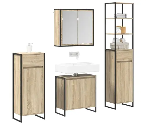 Vannas Istabas Mēbeļu Komplekts Sonoma Ozols Inženierijas Koks Vidaxl