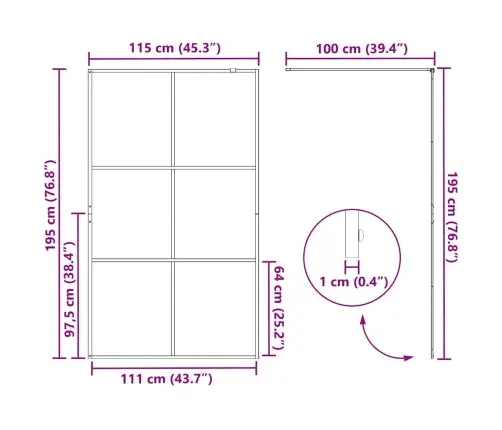 Įėjimo Dušo Siena Juoda 115 X 195 Cm Grūdintas Stiklas