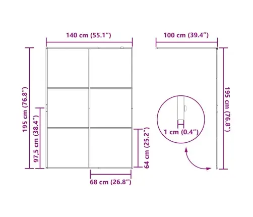 Käigurikka Dušisein Must 140 X 195 Cm Karastatud Klaas