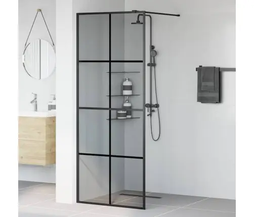 Įėjimo Dušo Siena Juoda 80 X 195 Cm Grūdintas Stiklas