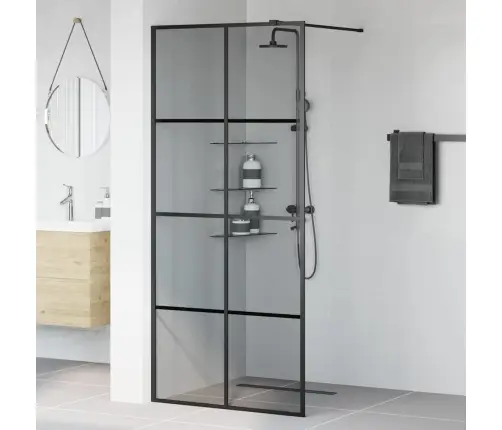 Ieejas Dušas Siena Melna 90 X 195 Cm Rūdīts Stikls Vidaxl