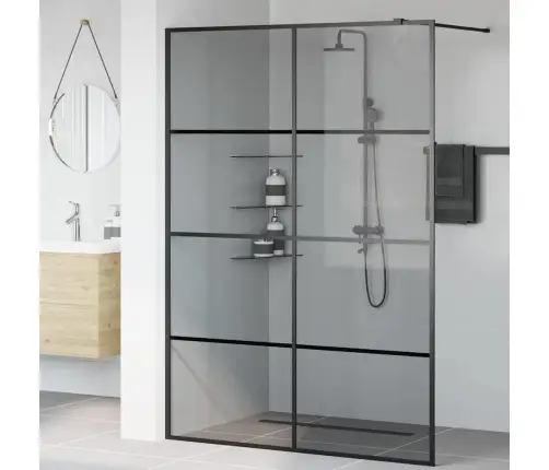 Ieejas Dušas Siena Melna 140 X 195 Cm Rūdīts Stikls Vidaxl
