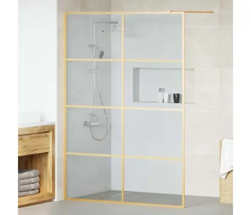 Ieejas Dušas Siena Zelts 140 X 195 Cm Rūdīts Stikls Vidaxl