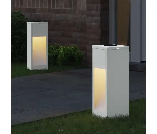 Saules Led Ceļa Gaisma 2 Pcs Balts Auksti Velmēts Tērauds Vidaxl