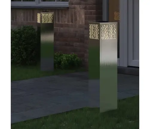 Saulės Led Šaligatvio Šviesa 2 Pcs Sidabro Nerūdijantis Plienas