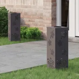 Saules Led Ceļa Gaisma 2 Pcs Melna Auksti Velmēts Tērauds Vidaxl