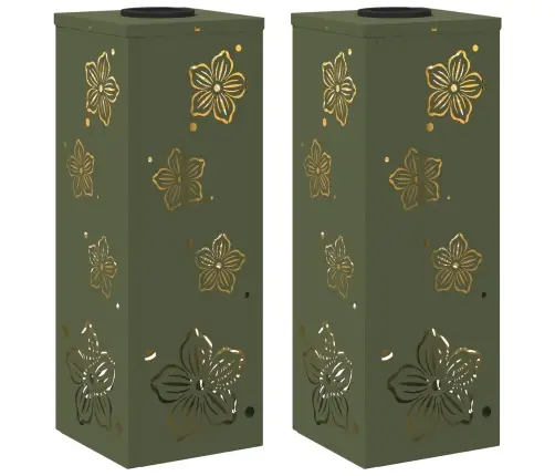 Saules Led Ceļa Gaisma 2 Pcs Olīvu Zaļš Auksti Velmēts Tērauds Vidaxl