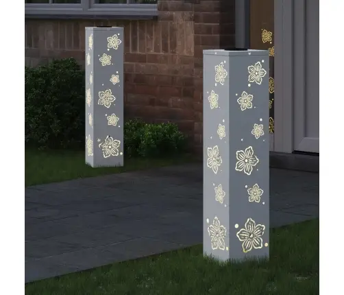 Saules Led Ceļa Gaisma 2 Pcs Balts Auksti Velmēts Tērauds Vidaxl