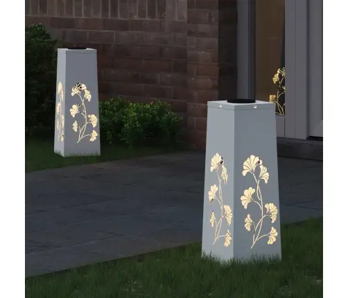 Saules Led Ceļa Gaisma 2 Pcs Balts Auksti Velmēts Tērauds Vidaxl