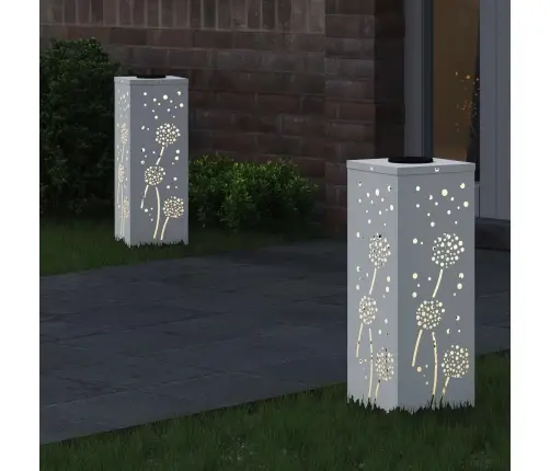 Saules Led Ceļa Gaisma 2 Pcs Balts Auksti Velmēts Tērauds Vidaxl