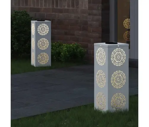 Saules Led Ceļa Gaisma 2 Pcs Balts Auksti Velmēts Tērauds Vidaxl