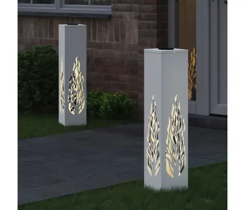 Saules Led Ceļa Gaisma 2 Pcs Balts Auksti Velmēts Tērauds Vidaxl