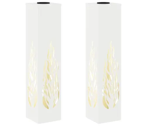 Saules Led Ceļa Gaisma 2 Pcs Balts Auksti Velmēts Tērauds Vidaxl
