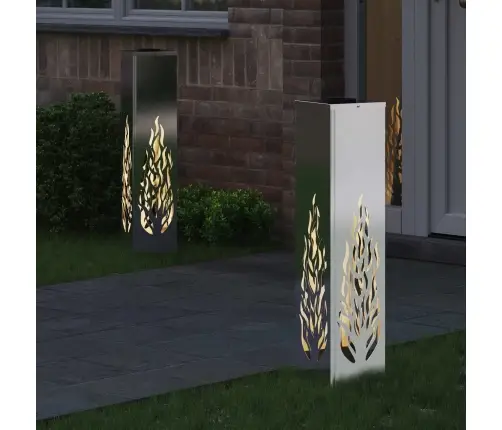 Saulės Led Šaligatvio Šviesa 2 Pcs Sidabro Nerūdijantis Plienas