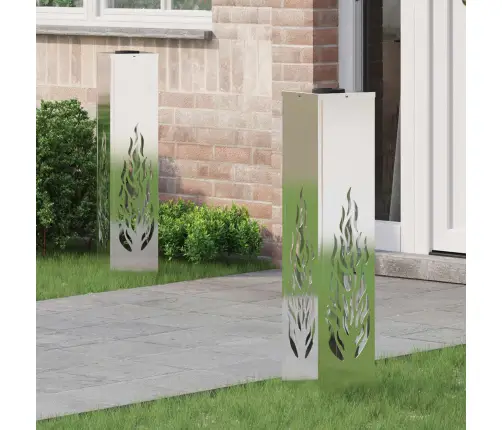 Saulės Led Šaligatvio Šviesa 2 Pcs Sidabro Nerūdijantis Plienas