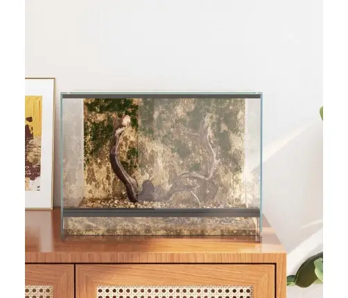 Rāpuļu Un Amfībiju Biotopi Balts 40 X 30 X 30 Cm Stikls Vidaxl