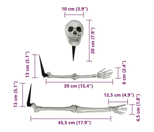 Halloween Skelets Balts 20 X 10 X 9.5 Cm Plastmasa Vidaxl