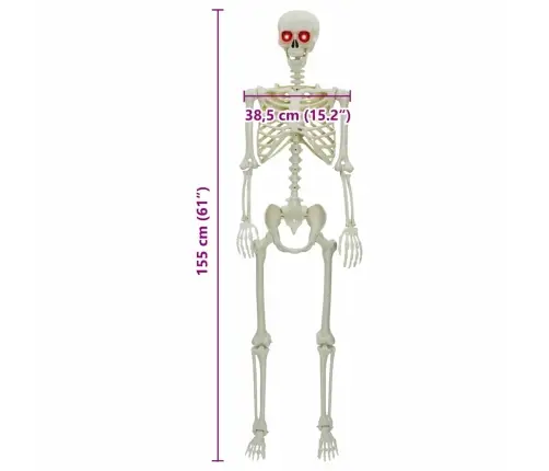 Halloween Skelets Regulējams Balts 155 X 38.5 Cm Plastmasa Vidaxl