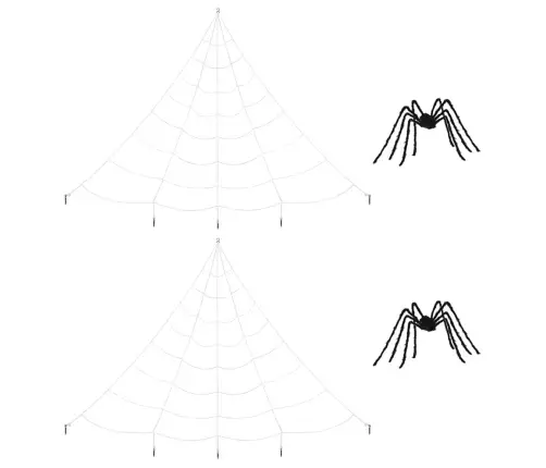 Halloween Ämblik Dekoratsioon Võrkudega 2 Pcs Must Ja Valge