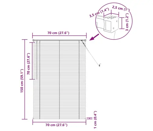 Venecijos Žaliuzės Reguliuojamas Juoda 150 X 70 Cm Pvc