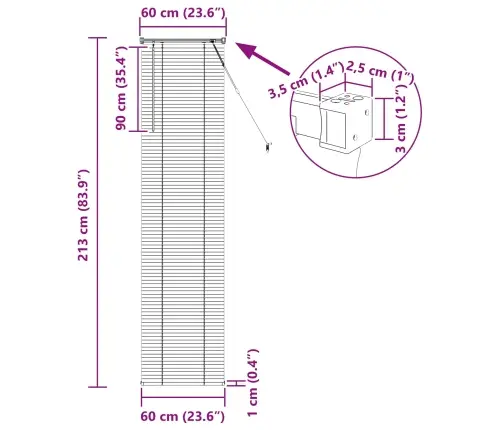 Veneetsia Rulo Reguleeritav Must 213 X 60 Cm Pvc