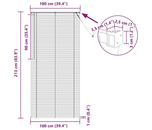 Veneetsia Rulo Reguleeritav Must 213 X 100 Cm Pvc