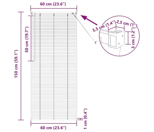 Venecijos Žaliuzės Šviesiai Ruda Su Raštu 150 X 60 Cm Pvc