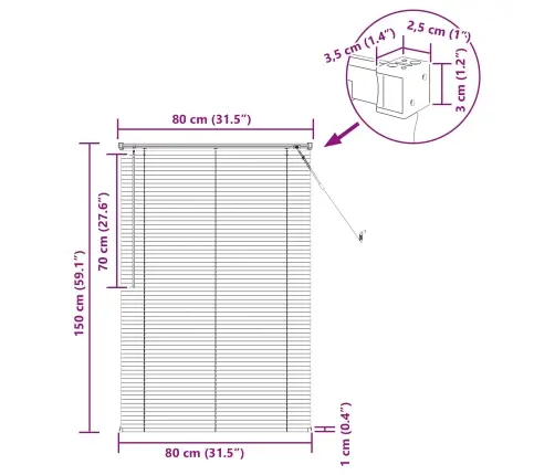 Veneetsia Rulo Reguleeritav Helepruun Mustriga 150 X 80 Cm Pvc