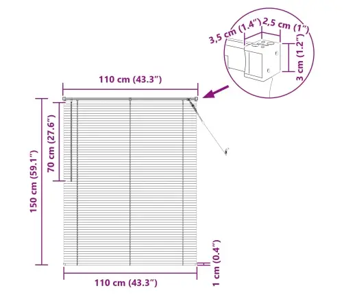 Venecijos Žaliuzės Šviesiai Ruda Su Raštu 150 X 110 Cm Pvc